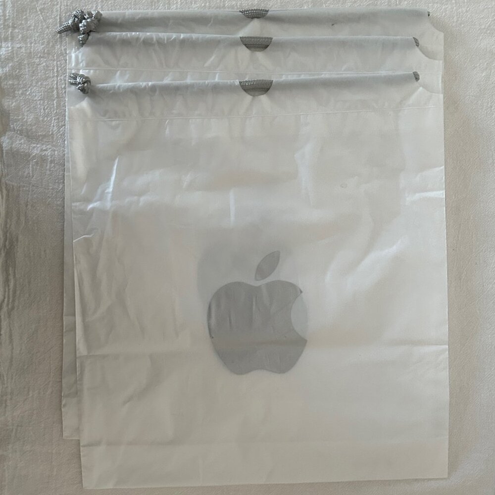 Apple Plastic Drawstring Shopping Bags Set of 3